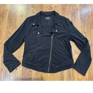 William Rast Junior's Faux Suede Moto Jacket Black Sz Large Casual Street Style